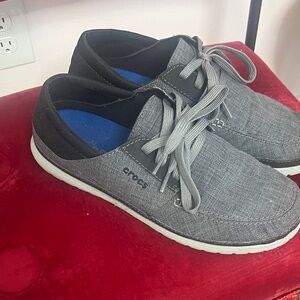 CROCS Men's Black and Gray Loafers